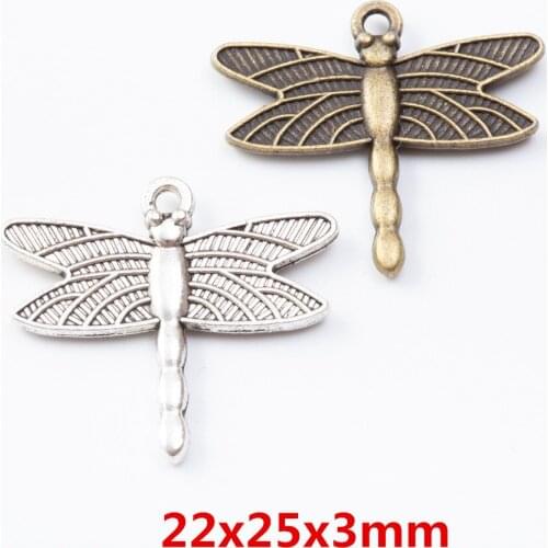 35 pieces of retro metal zinc alloy dragonfly pendant for DIY handmade jewelry necklace making 7337