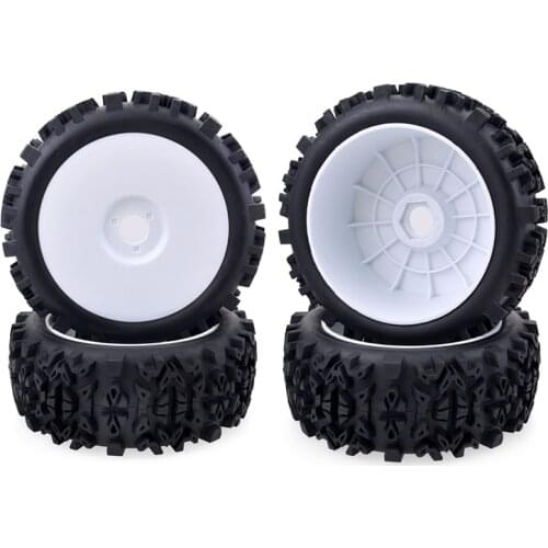4 x 17mm Hub Wheel Rim & Deep Tooth Tire for 1/8 Off-Road RC Car Buggy Redcat Team Losi VRX HPI Kyosho HSP Hobao Carson