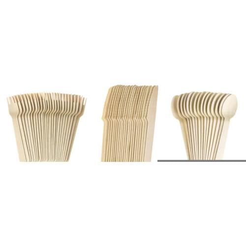 100pcs/pack Bamboo Wooden Cutlery Biodegradable Knives Forks Spoons Disposable Dinnerware Set Kitchen Dining Bar Tableware