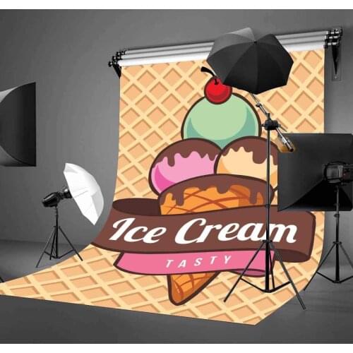 5x7ft Ice Cream Backdrop Brown Fruit Ice Cream Minimalistic Photography Background and Studio Photography Backdrop Props