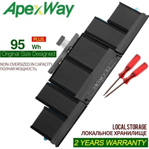 ApeWay 10.95V 95Wh laptop battery for Apple A1417 A1398 MacBook pro 15" MC975 MC976CH Retina 2012 Core i7" 2.3/2.4/2.5 ME665LL/A
