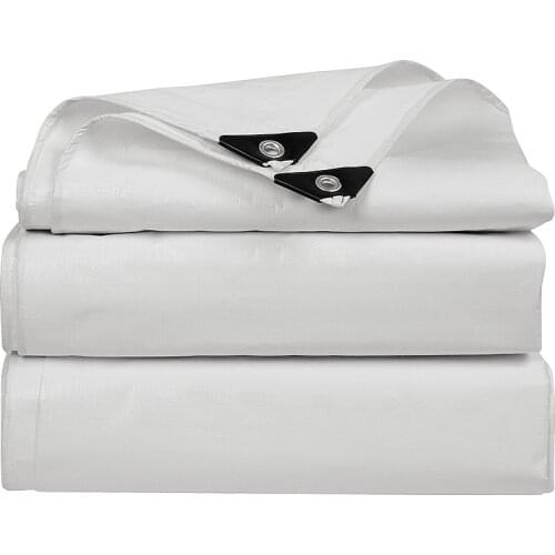 White PE Shading Rainproof Tarpaulin Tarp Boat Truck Canopy Canvas Tarp Sunshade Sun Blocked Waterproof Outdoor Shelter Awning