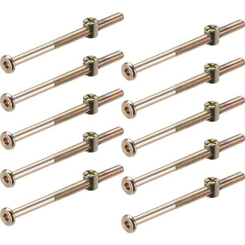 M6 x 90mm Furniture Bolts Nut Set Hex Socket Screw with Barrel Nuts Phillips-Slotted Zinc Plated 10 Sets