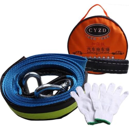 5M 8 Tons Towing Rope Strape Cable With U Hooks Shackle High Strength Nylon With Reflective Light For Car Truck Trailer SUV