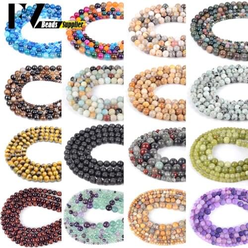 Natural Stone Beads Accessories 4mm-12mm Amazonite Garnet Flourite Lava Stone Beads For Jewelry Making Women Bracelets Necklaces