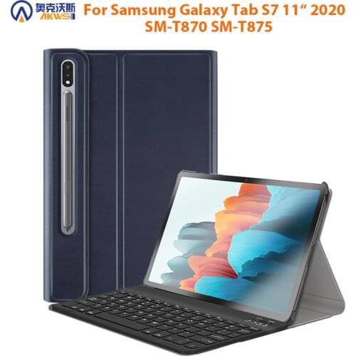 Keyboard Case for Samsung Galaxy Tab S7 , SM T870 T875 11", Stand Magnetic Leather Cover with Bluetooth Wireless Keyboard