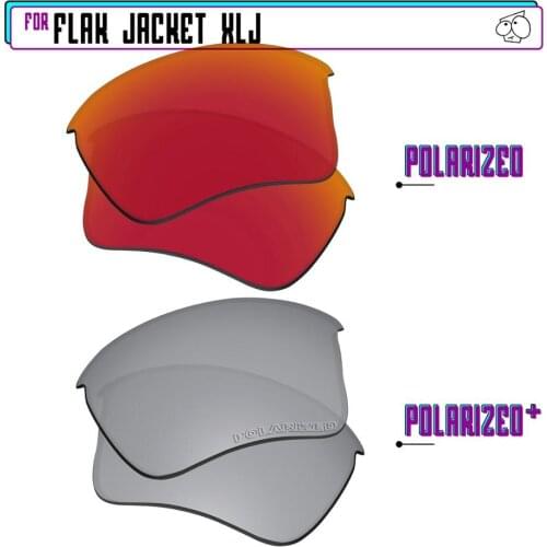 EZReplace Polarized Replacement Lenses for - Oakley Flak Jacket XLJ Sunglasses - Silver P Plus-Red P
