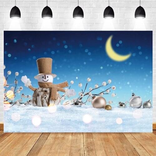 Yeele Christmas Backdrop Photography Starry Sky Moon Snowfield Ball Snowman Background Baby Photographic Photo Studio Photophone