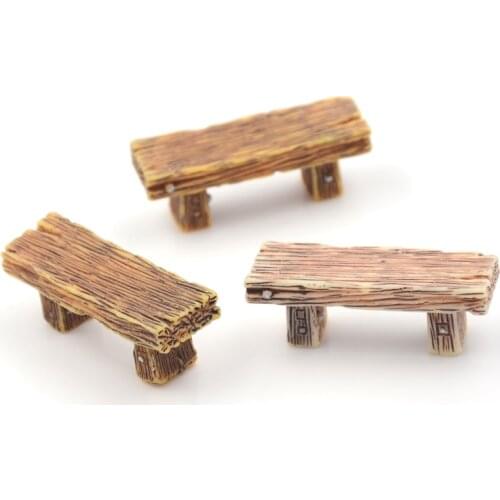 Benches Miniature Ornaments Fairy Garden Bonsai Decor Dollhouse Accessory Chair Stool Fairy Garden Miniatures Decor 3Pcs