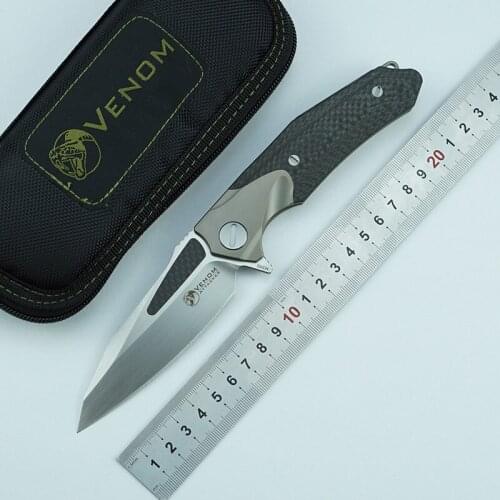 Kevin John venom Flipper ATTACKER folding knife M390 blade titanium carbon fiber handle outdoor camping EDC tools