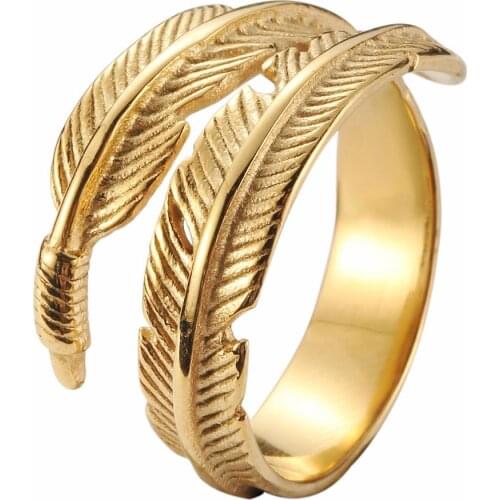 Unisex Dodo Feather Ring 316L Stainless Steel Jewelry Size 6-13 Punk Ring For Gift