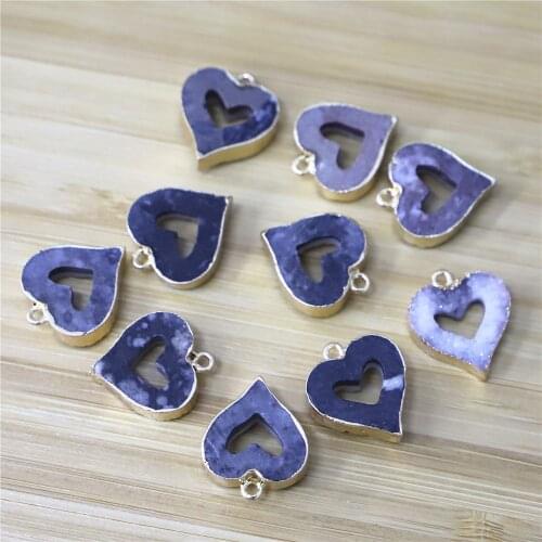 Natural Agates Heart-shaped DRUZY Pendant, DIY for Making Jewelry Necklace Gifts Charm Bulk Items Wholesale