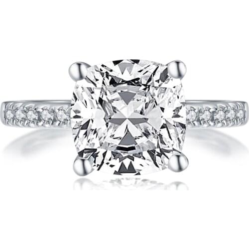 LESF 3.5 Carat Wedding Ring Sona Cushion Cut 925 Sterling Silver Ring Women Engagement Jewelry Anniversary Gift