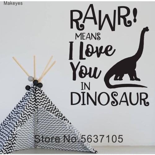 Makeyes Rawr Mean I Love You Wall Stickers Dinosaur Animals Wall Decals Art Design Home Kids Baby Bedroom Sweet Decorartion Q071