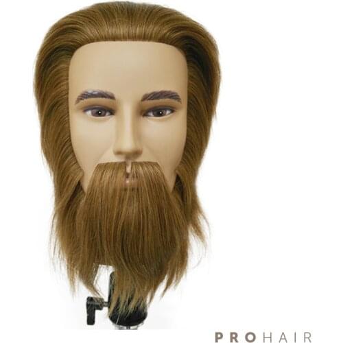 Mannequin-Head with 100% Human hair 18cm dark blond Male Mannequin Styling Training head Hairdressing Head Manikin Wig Head Doll