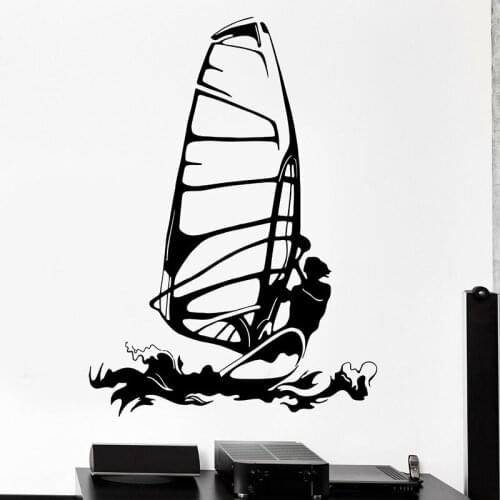 Windsurfer Wall Decal Water Kitesurfing Sport Surfing Door Window Vinyl Sticker Teens Bedroom Bathroom Home Decor Wallpaper E809
