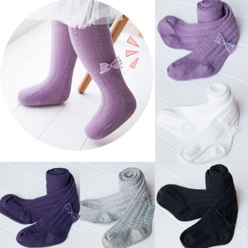 Newborn Baby Cotton Lace Stockings Warm Bow Stockings Long Tights Pantyhose Baby Winter Tights For Girls 1-6Y