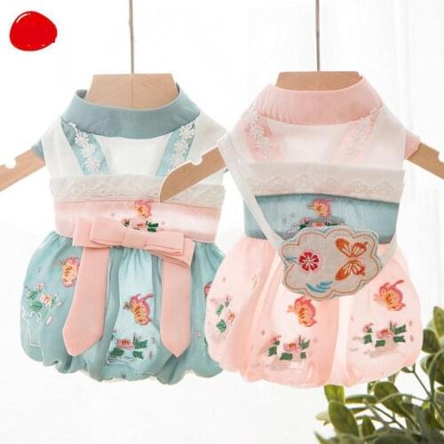 Spring dog clothing breathable Han clothing puppy dog dress cat summer thin clothing small dog clothing