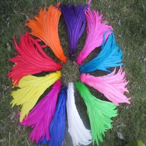 Wholesale 100 pcs beautiful rooster tail feathers 10-12 inches 25-30 cm variety of colors