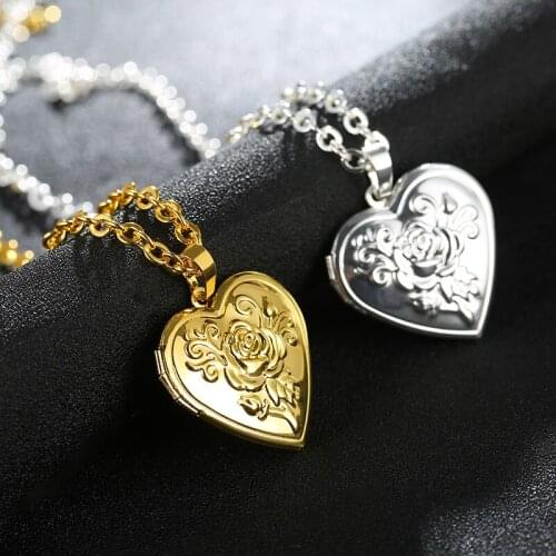 SONYA New Heart Necklace & Pendant Women/Men Loverss Jewelry Valentines Gift Wholesale Gold Color Romantic Fancy Photo Lock