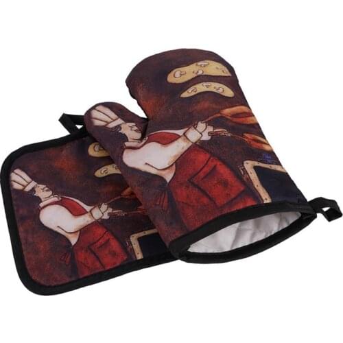 Kitchen Gloves Insulation Nordic Style Pattern Pad Cooking Microwave Gloves Baking BBQ Oven Potholders Oven Mitts Potholder Home