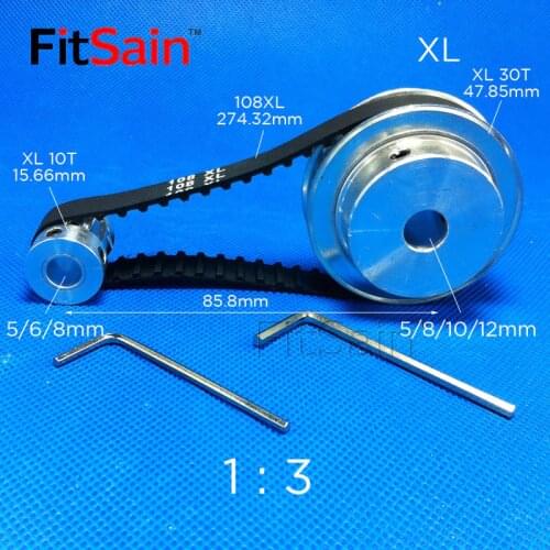 FitSain-XL 10T:30T 1 : 3 Width 10mm aluminum alloy pulley reduction ratio drive synchronous wheel center hole 5/6/8/10/12mm