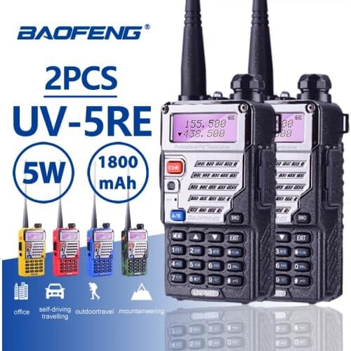 2pcs Baofeng UV-5RE Long Rang 10 KM Walkie Talkie PTT Earpieces Portable Radio Amateur Baofeng UV-5R Plus Car Radio Station UV5R