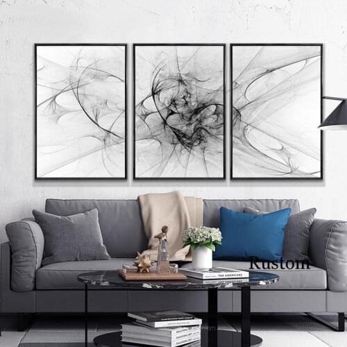 Poster Black and White Canvas Painting Modern Abstract Nordic Wall Art Home Room Decor Frameless Picture for Interior Design