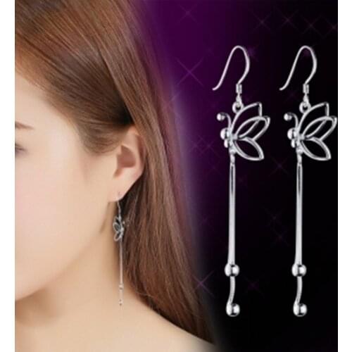 2019 Trendy Handmade Butterfly Earrings Long Ear Line Simulated Pearl Rhinestone Pendientes Fashion Wings Earrings Jewelry