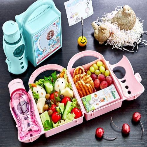 Student Food Container with Flask Can Be Used At School And Picnic