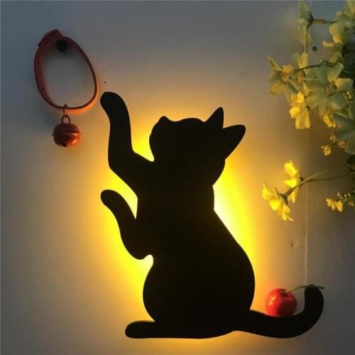 LED Night Light Sensor Sound Control Projection Lamp Animal Cat Shape Wall Lamp Household Decoration Cute Cartoon Night Light