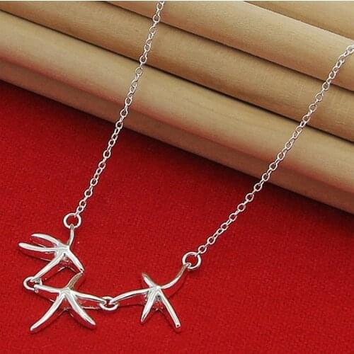 High Quality Silver 925 Jewelry Sky Starfish Star Chain Necklaces Fashion Women Men Necklace Wholesale