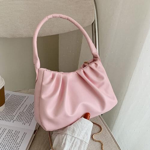 Simple Design Women Mini Shoulder Crossbody Bag Solid Color Ladies Ruched Underarm Bags Female Small Clutch Purse Pouch Handbags