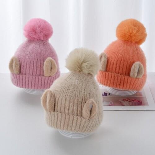 KENSHELLEY Winter childrens hats double-layer thickened hats baby woolen hat for boys and girls Korean version knitted baby hat