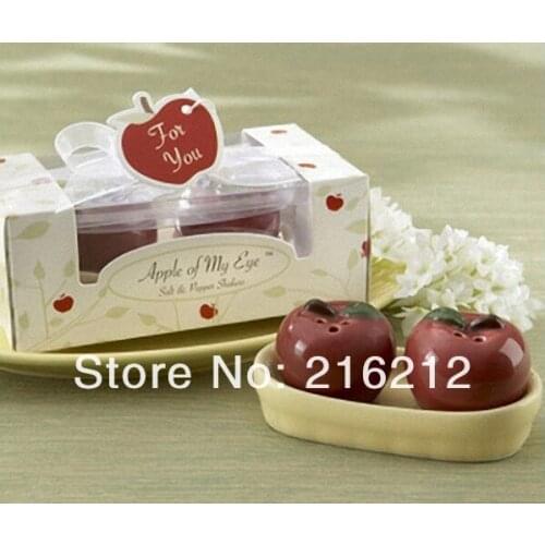 12sets=24 pcs Two apples in a Pod Salt and Pepper Shakers Wedding Favors