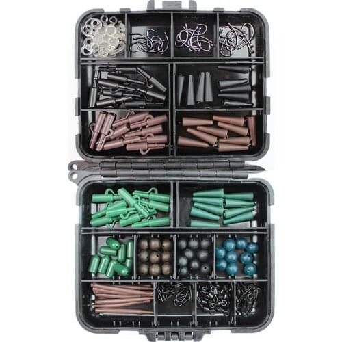 189pcs/box Fishing Tackles Box Accessories Kit Set Hooks Beads Swivels Snap Sinker Weight Terminal For Carp Bait Lure Ice Winter