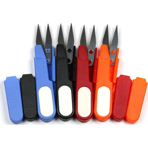 2PCS Portable Plastic Handle Capped Fishing Line Cutter Scissors Cord Sewing Fishing Tackle Tools