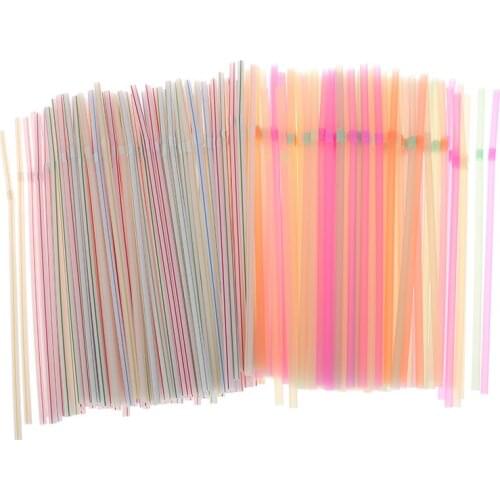 200pc Accessories Restaurant Colored Party PP Disposable Bendable Drinking Straw
