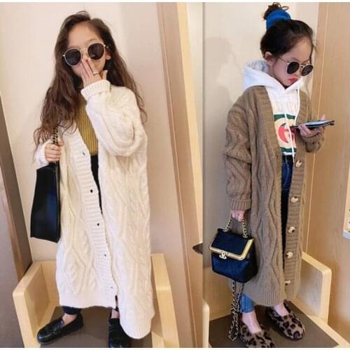 2020 Korean style fashion girls knitted coat full sleeve autumn winter girls coat 4-9t F832
