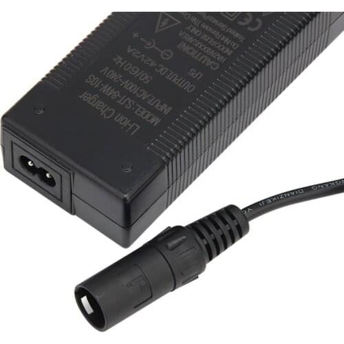 36V Charger Output 42V 2A Charger 3-Pin XLR Connector for 36V 10S Electric Bike Lithium Battery
