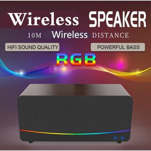 45W 2.0 HiFi Speaker Soundbar Bookshelf Bluetooth Speaker Powerful bass Sound System Wood RGB Music Speakers For TV Computer