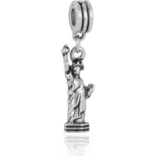 5PCS DIY Jewelry Accessories Silver Plated Statue Of Liberty Dangle Charms Bead For Handmade Pendants Women Men Bracelets