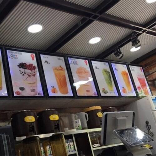 6PCS X A2 Size Black Magnetic Aluminum Frame LED Illuminated Menu Boards,Restaurant Indoor Wall Mounted Light Boxes