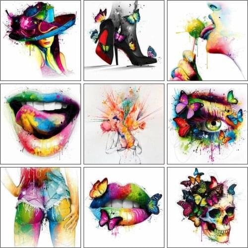 Full Drill 5D Diy Diamond Painting Portrait Lip 3D Diamond Embroidery Cross Stitch Eye Butterfly Rhinestones Mosaic Home Decor