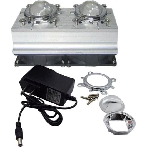 Aluminum Radiator + Fans + 44MM Lens+ LED Power Supply Cooling System For Integrated High Power LED Heat Radiation Free Shipping