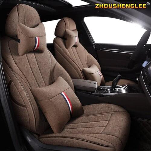 ZHOUSHENGLEE Custom FLAX car seat covers set For SKODA Yeti KODIAQ Octavia Superb Fabia Rapid KAROQ KAMIQ Automobiles Seat Cover