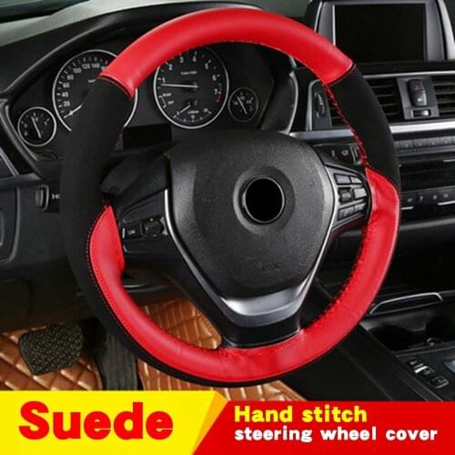 Car Steering Wheel Cover Universal Suede Leather + Artificial Leather Car Wheel Cover Sports Style Covers For Steering Wheel