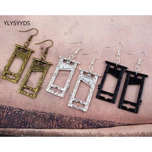 Black Bronze Silver Colour Guillotine Earrings History Macabre Jewelry Gothic Grunge Medieval Dark Academia Fashion Novelty
