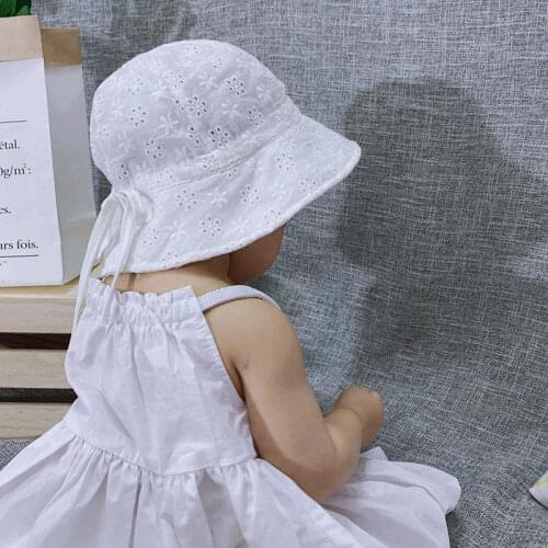 Infant Baby Girls Summer Hats Flowers Lace-up Casual Baby Kids Sunhat Caps Outdoor Cotton Sun Visors for Baby H194S