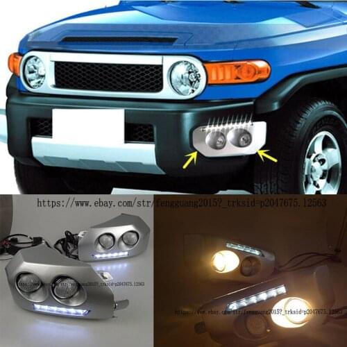 For Toyota FJ Cruiser 2007-2014 2pcs Car Daytime Running Light Front Bumper Fog Lamps